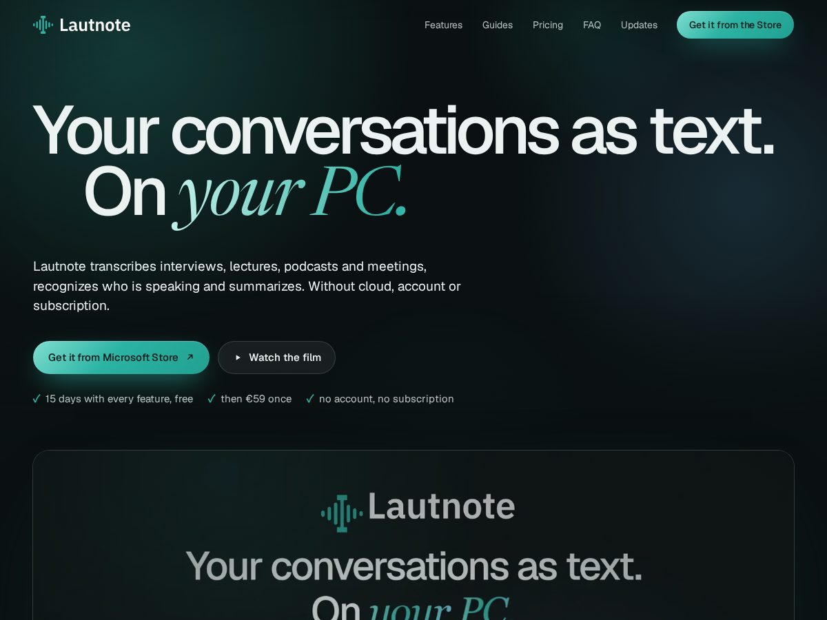 Landing-page snapshot of lautnote.com