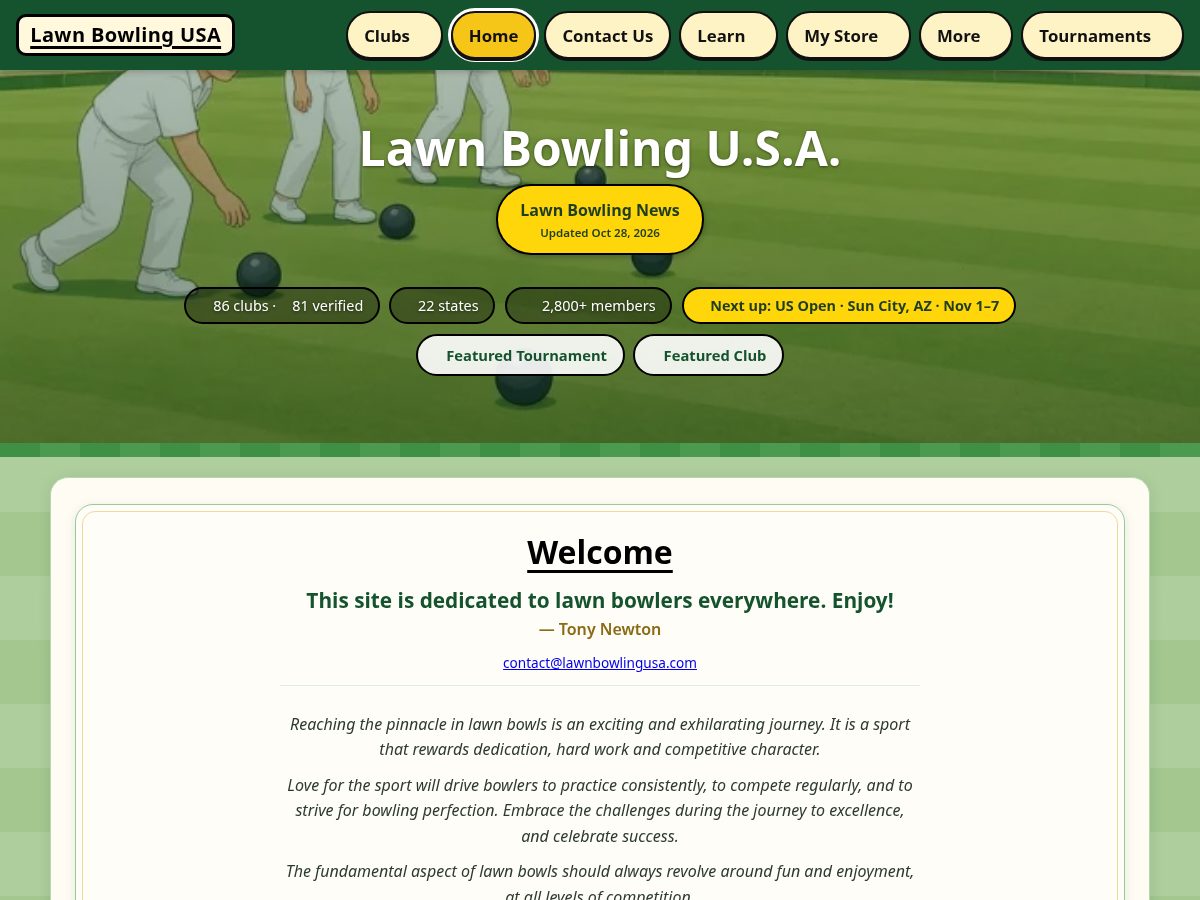 Landing-page snapshot of lawnbowlingusa.com