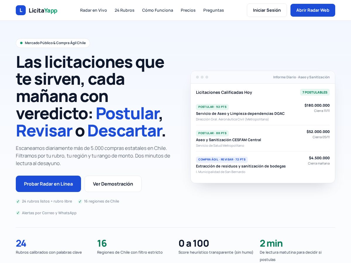 Landing-page snapshot of licitayapp.com