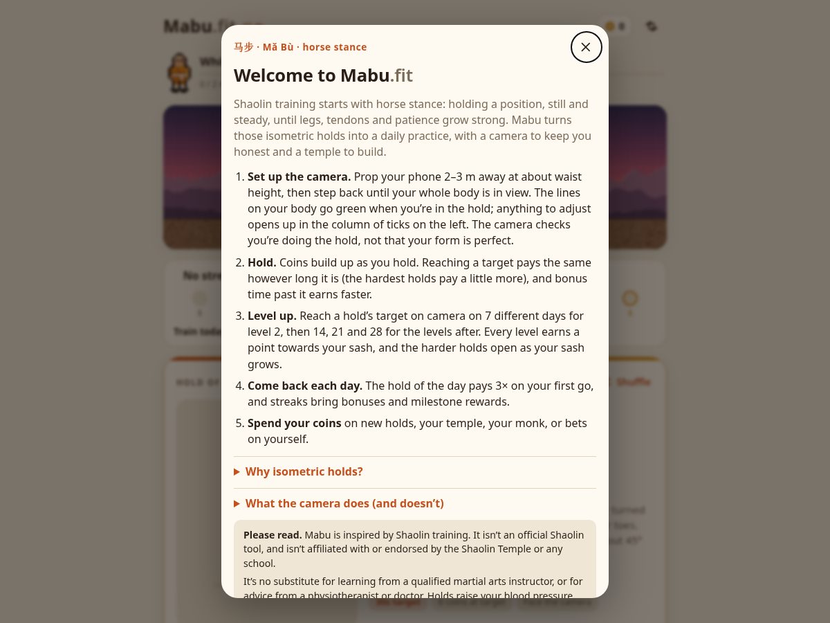Landing-page snapshot of mabu.fit