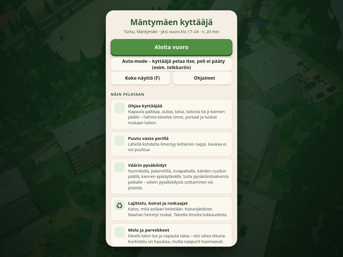 Landing-page snapshot of mantymaenkyttaaja.online