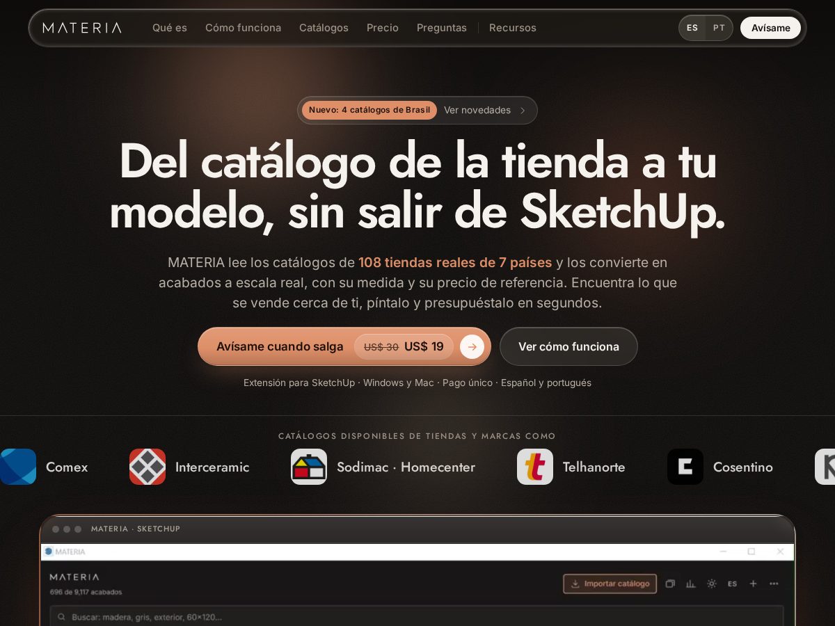 Landing-page snapshot of materiaplugin.com