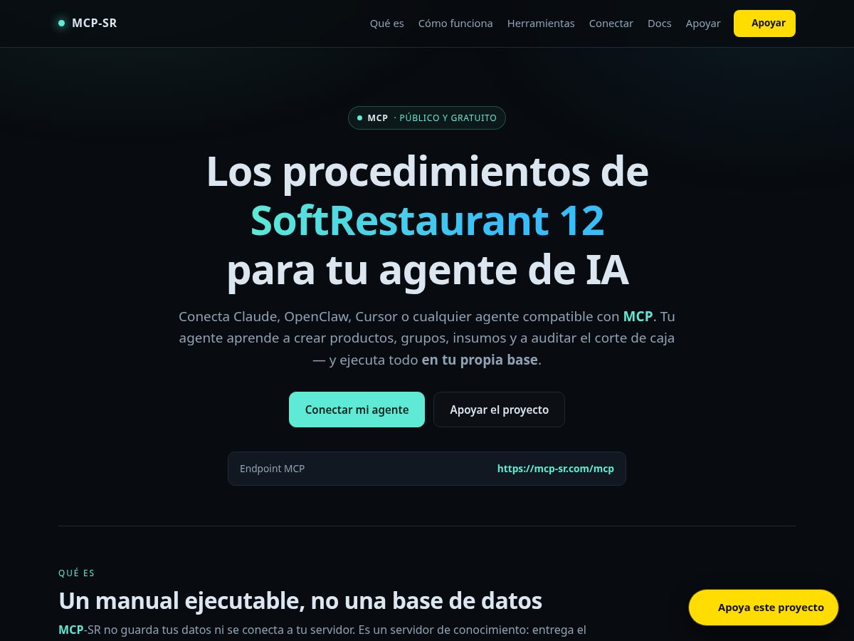 Landing-page snapshot of mcp-sr.com
