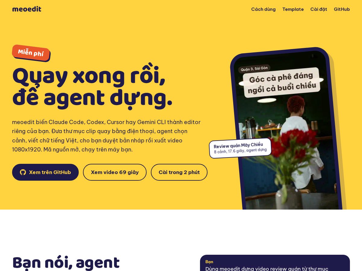 Landing-page snapshot of meoedit.com