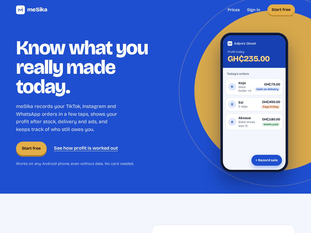 Landing-page snapshot of mesikagh.com