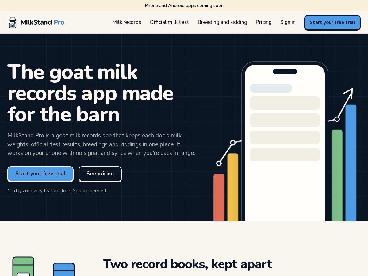 Landing-page snapshot of milkstandpro.com