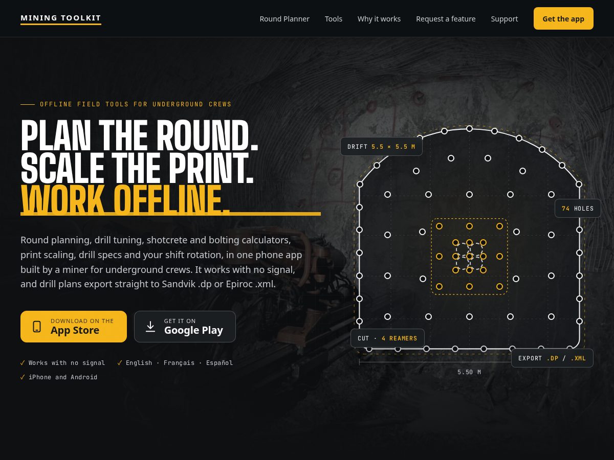Landing-page snapshot of miningtoolkit.com