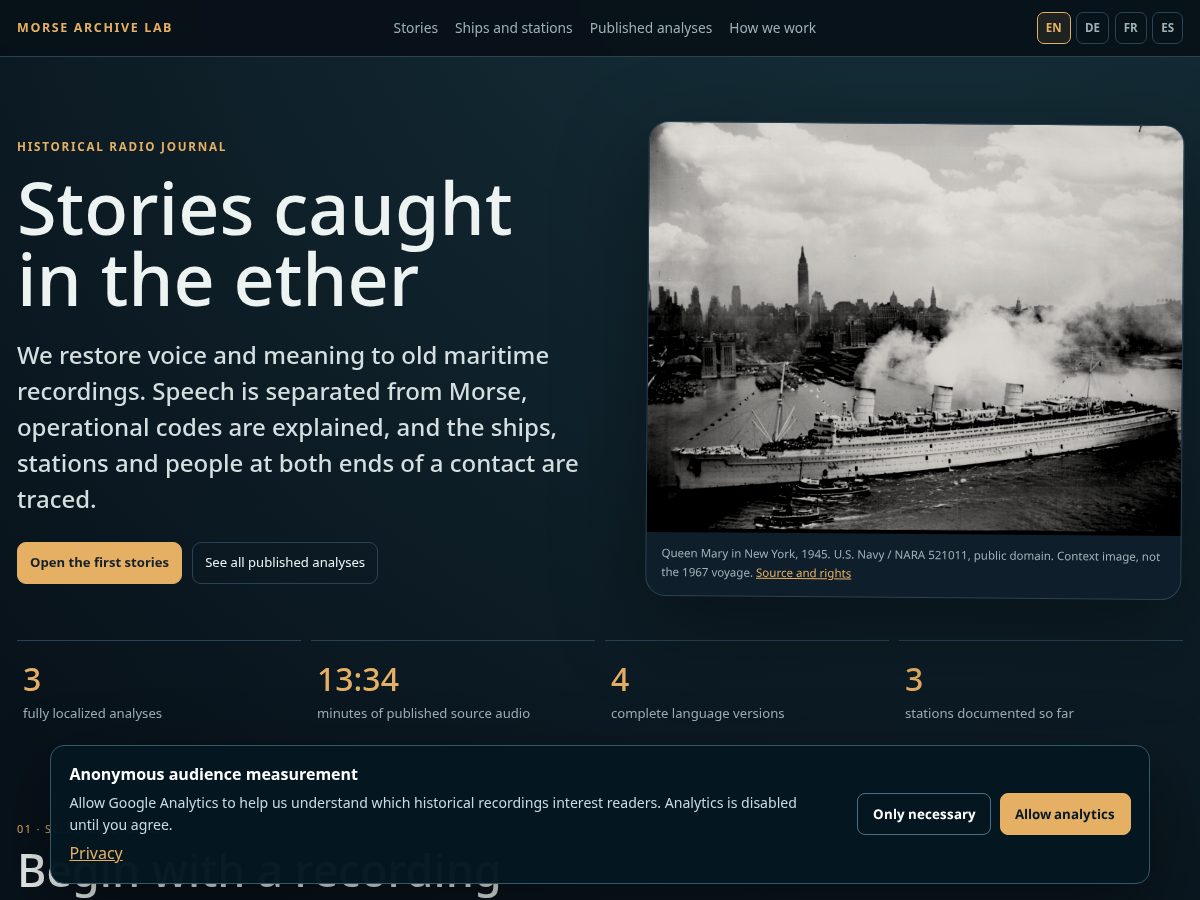 Landing-page snapshot of morsearchive.com
