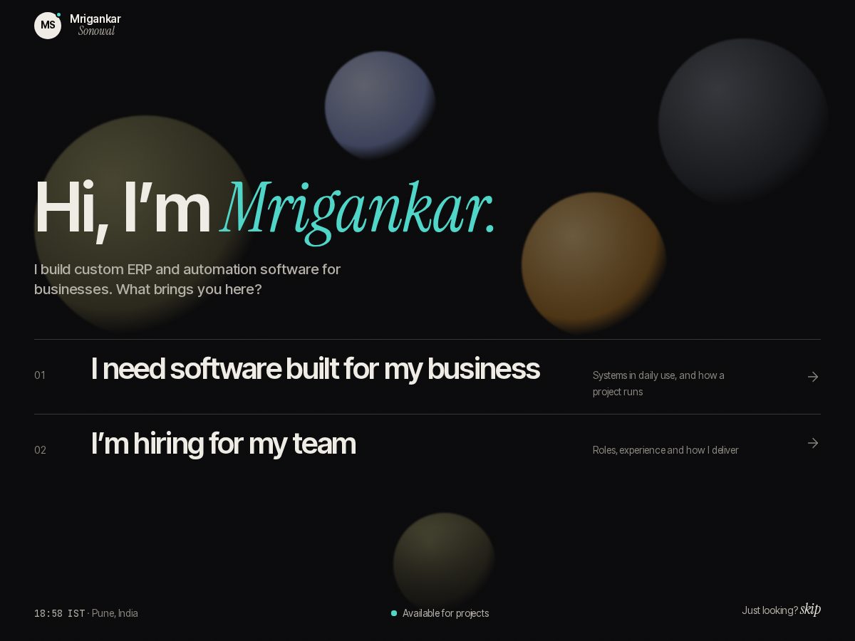 Landing-page snapshot of mrigankar.com