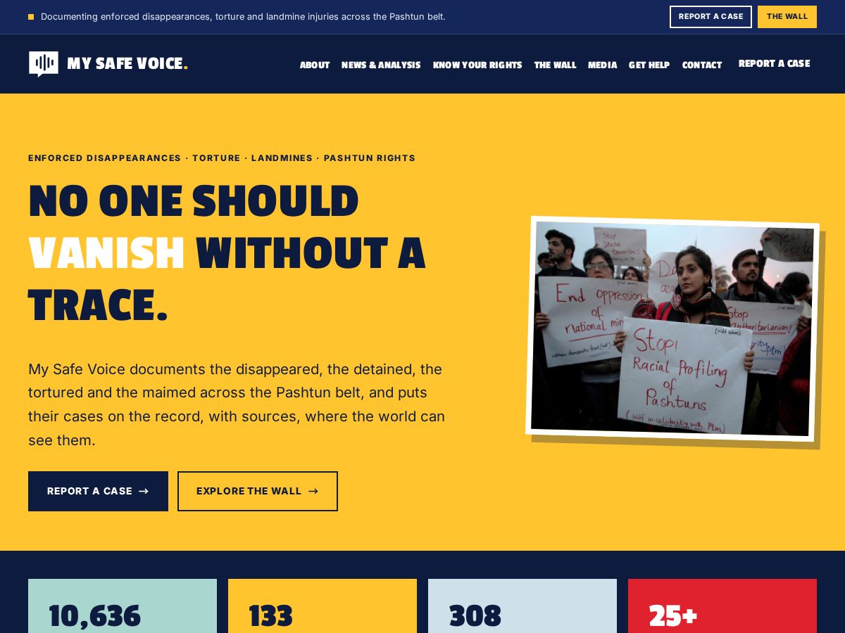 Landing-page snapshot of mysafevoice.com