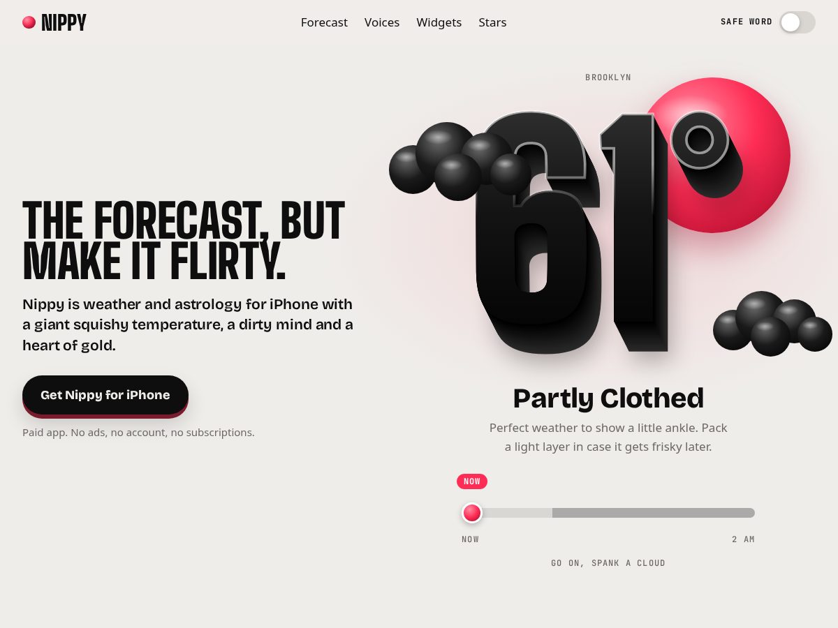 Landing-page snapshot of nippyweather.com