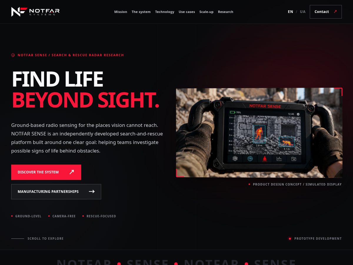 Landing-page snapshot of notfarsystems.com