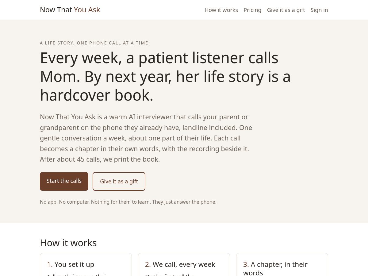 Landing-page snapshot of nowthatyouask.com