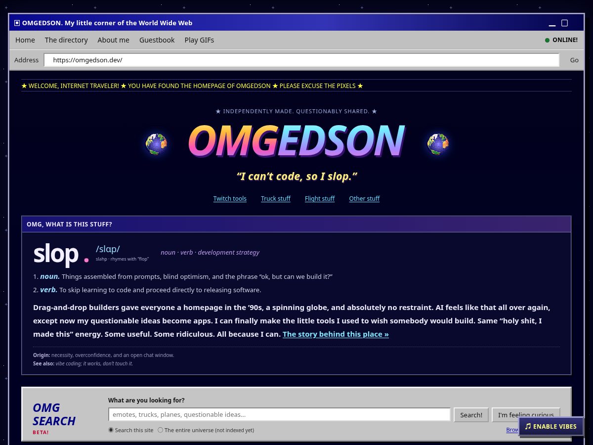 Landing-page snapshot of omgdoes.com
