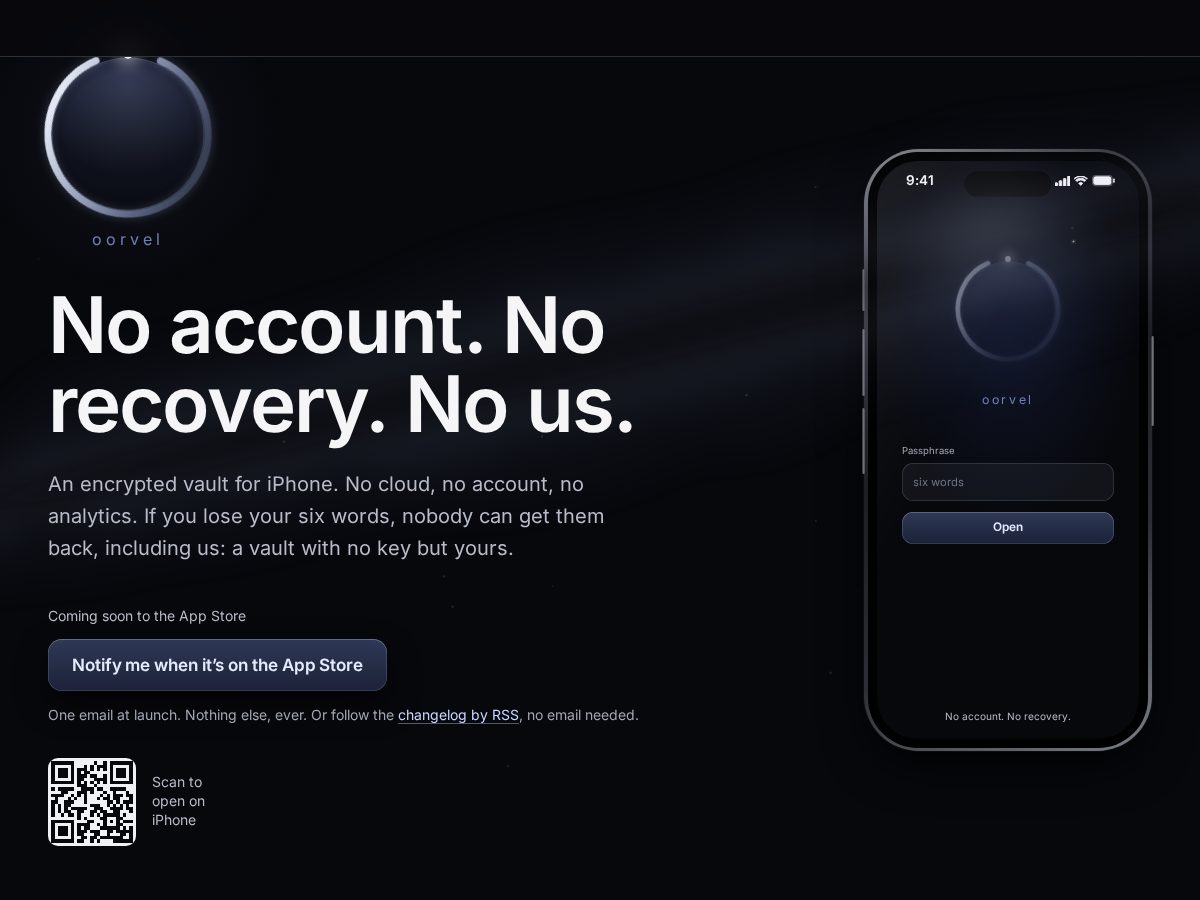 Landing-page snapshot of oorvel.com
