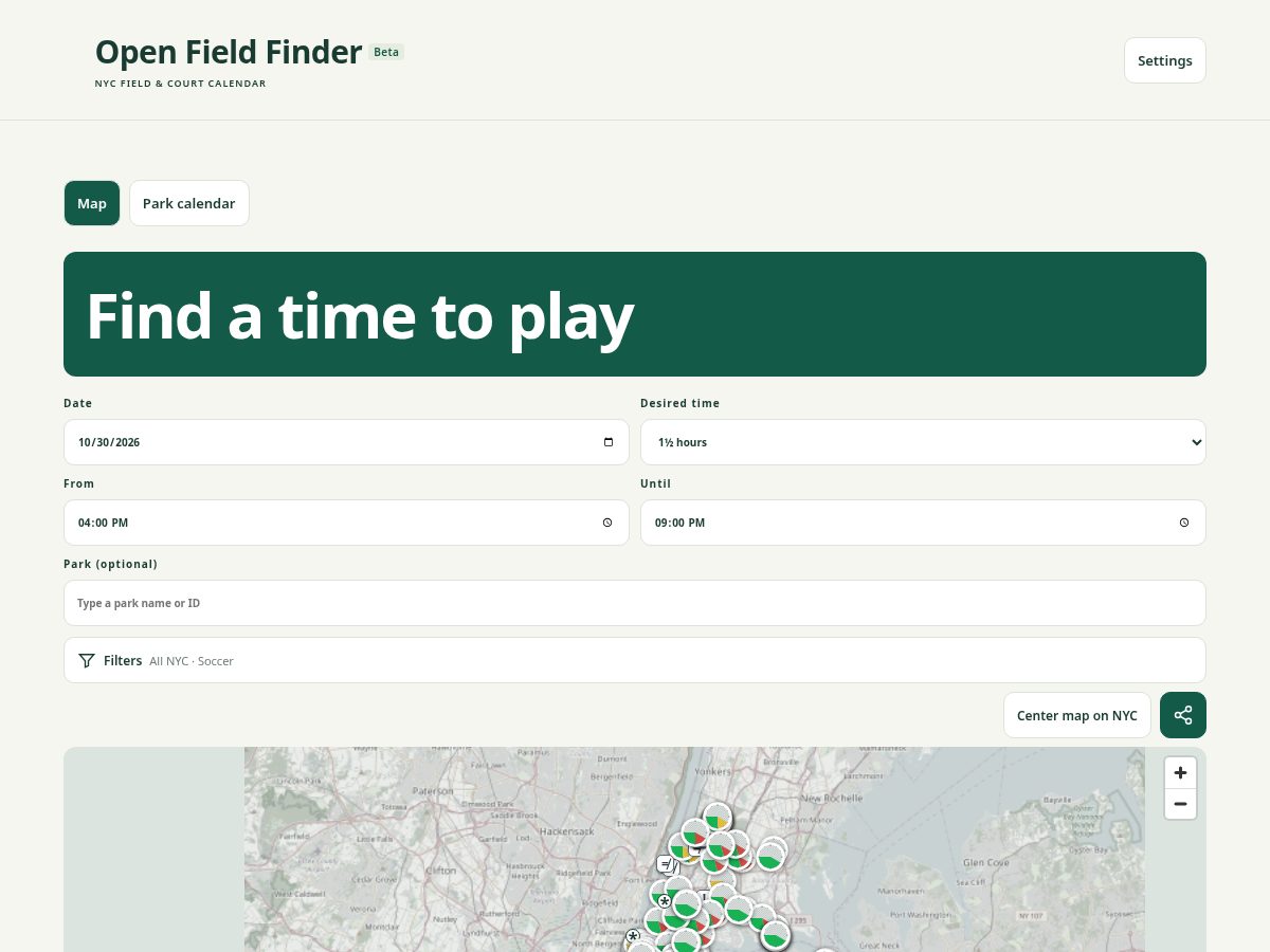 Landing-page snapshot of openfieldfinder.com