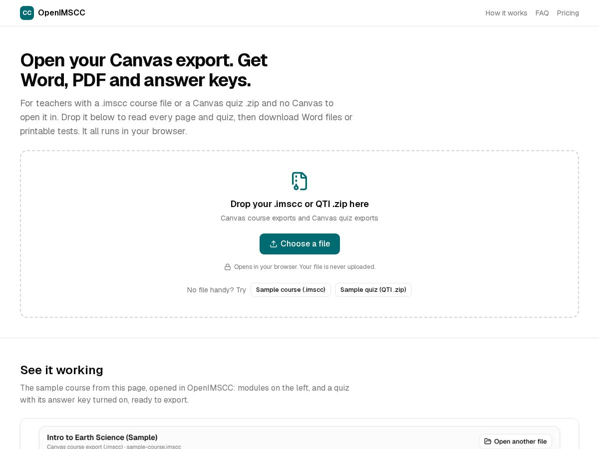 Landing-page snapshot of openimscc.com
