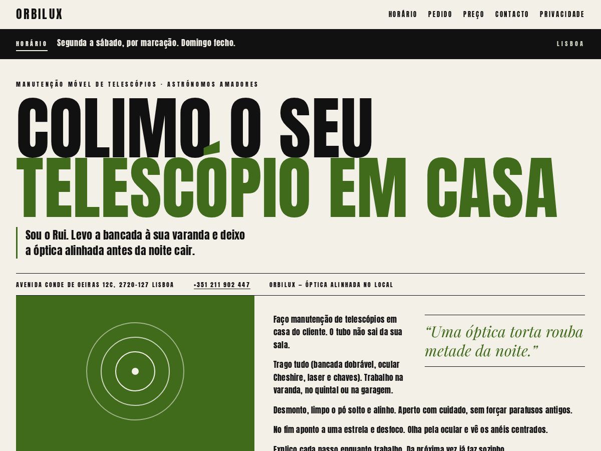 Landing-page snapshot of orbiluxoptica.online