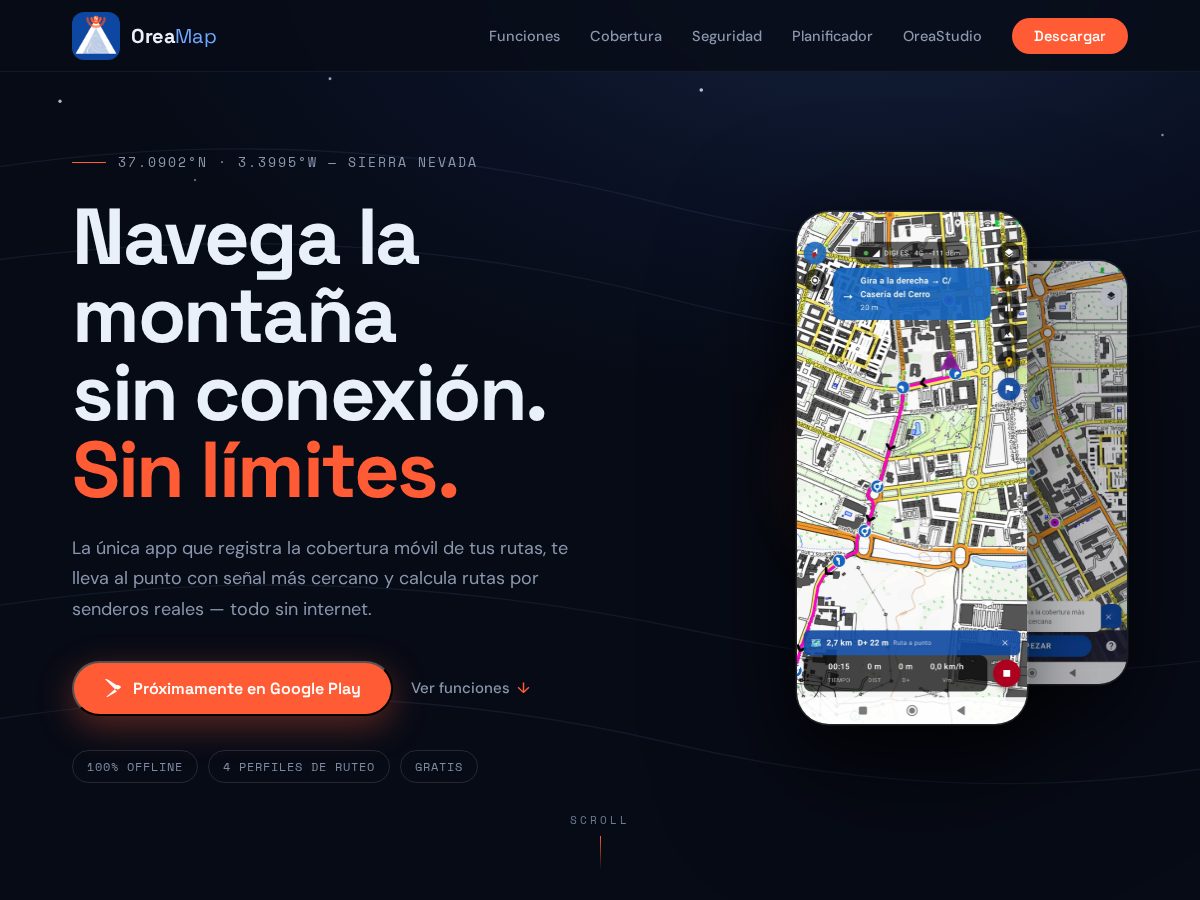 Landing-page snapshot of oreamap.app