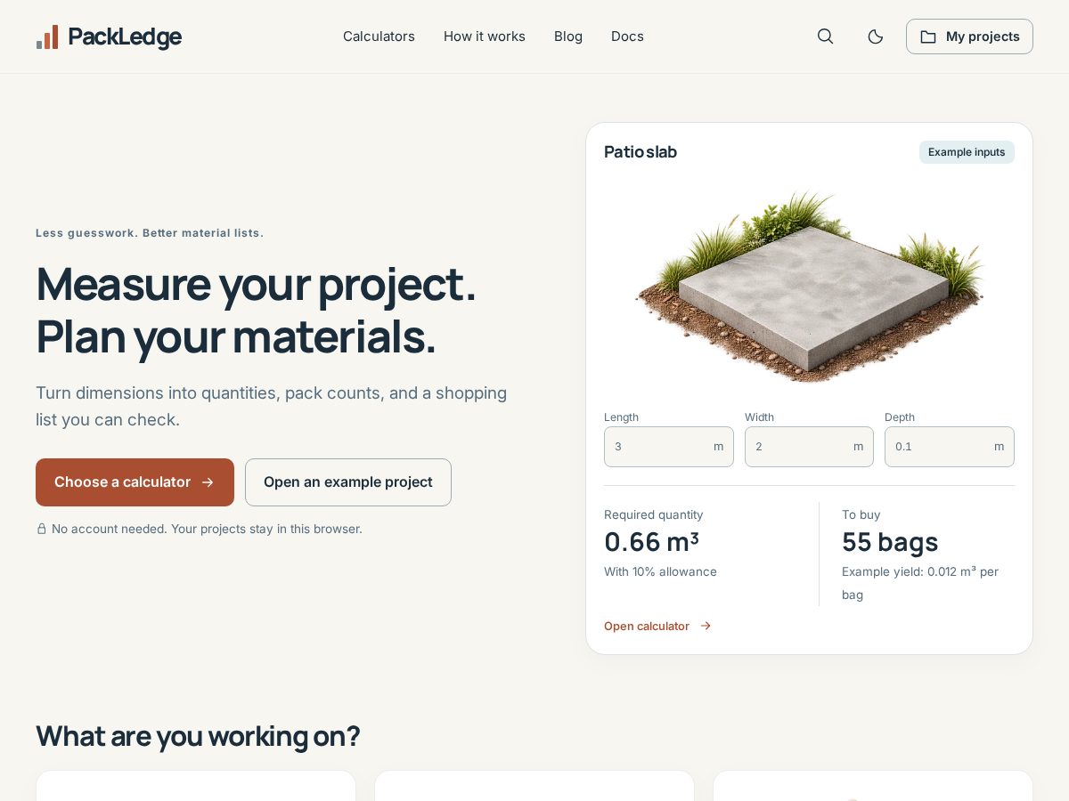 Landing-page snapshot of packledge.site