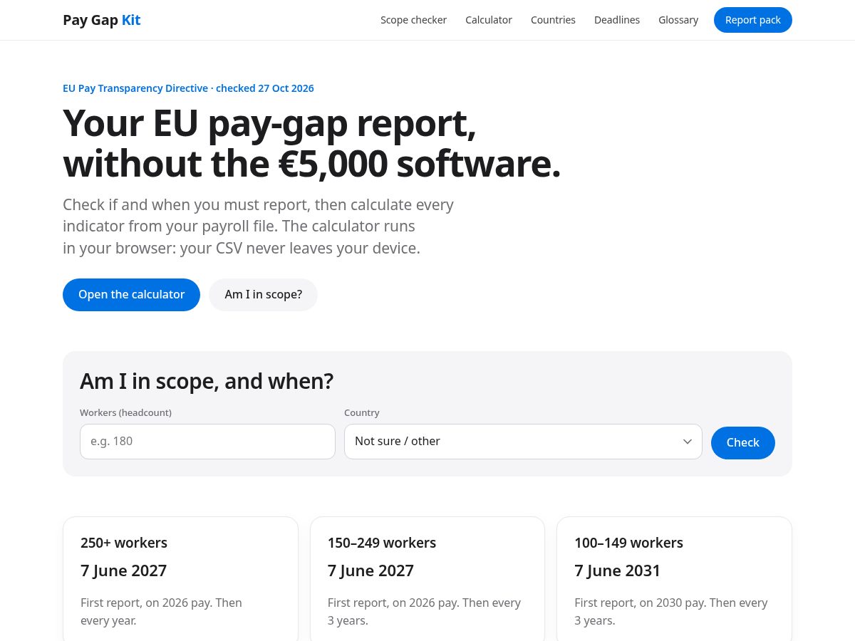Landing-page snapshot of paygapkit.com