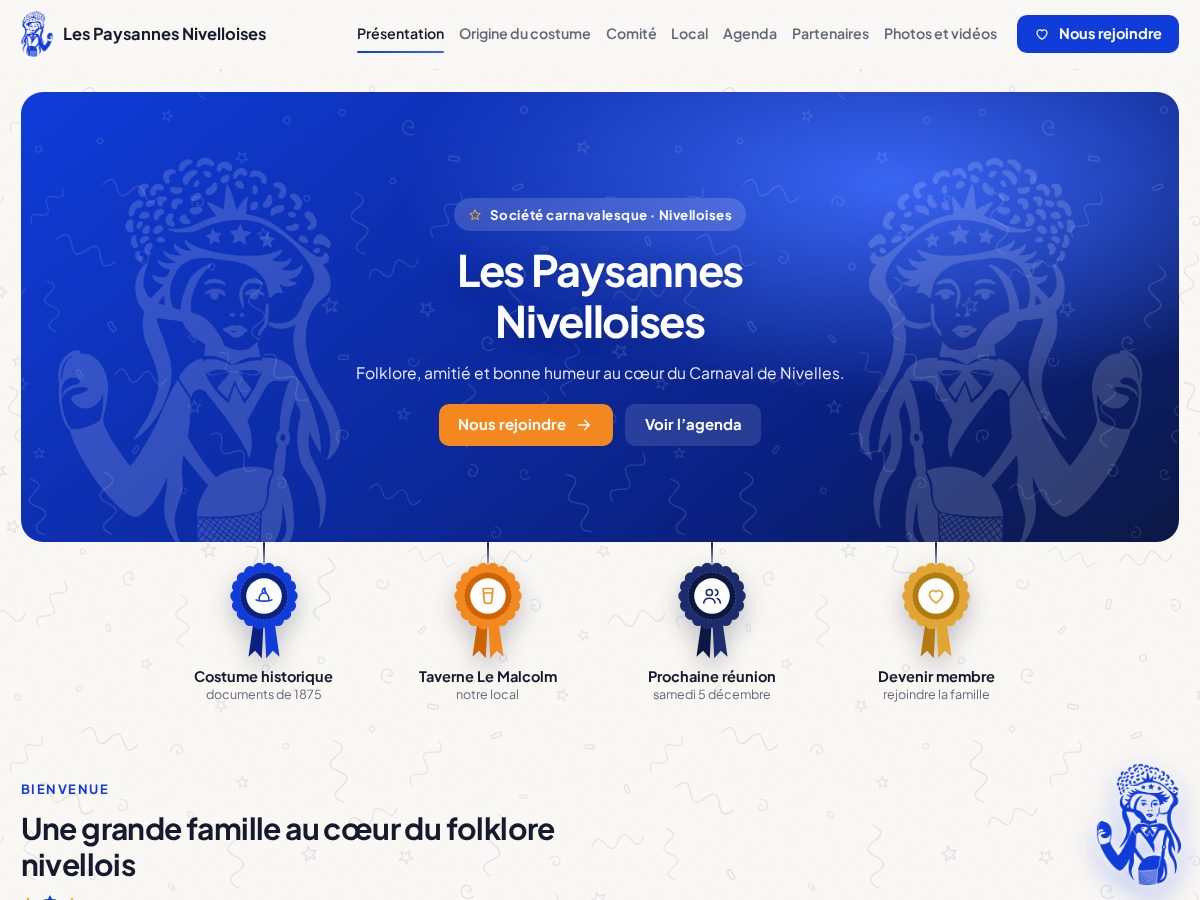 Landing-page snapshot of paysannesnivelloises.com