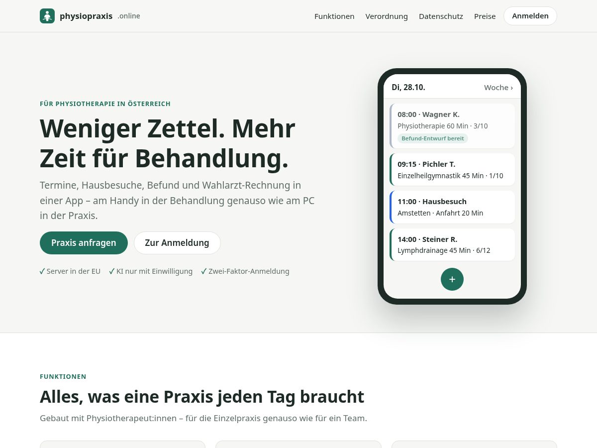 Landing-page snapshot of physiopraxis.online