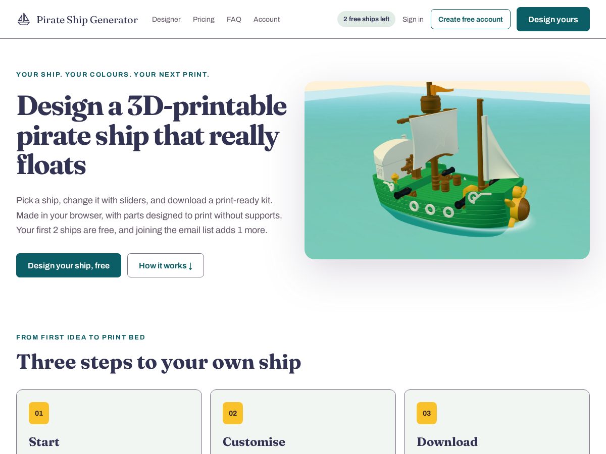 Landing-page snapshot of pirateshipgenerator.com