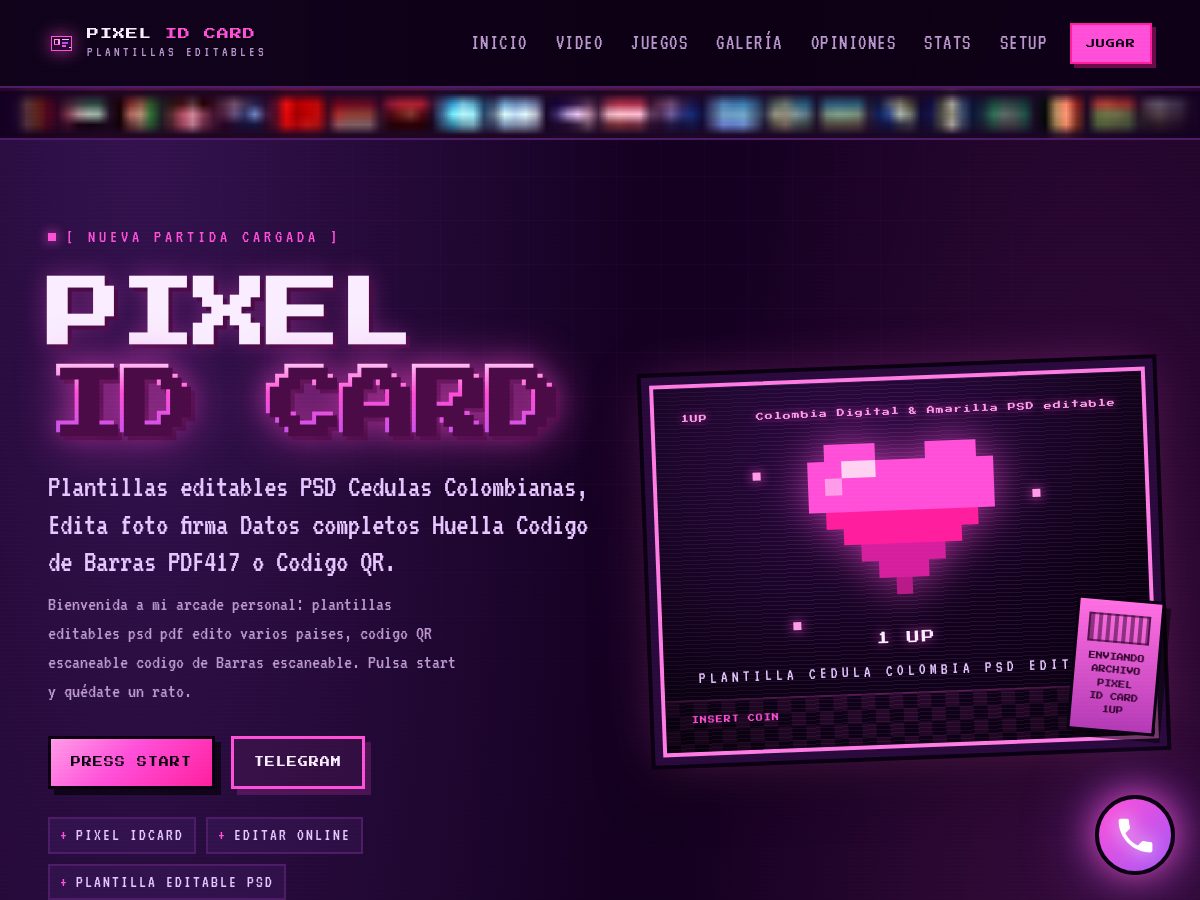 Landing-page snapshot of pixelidcard.com