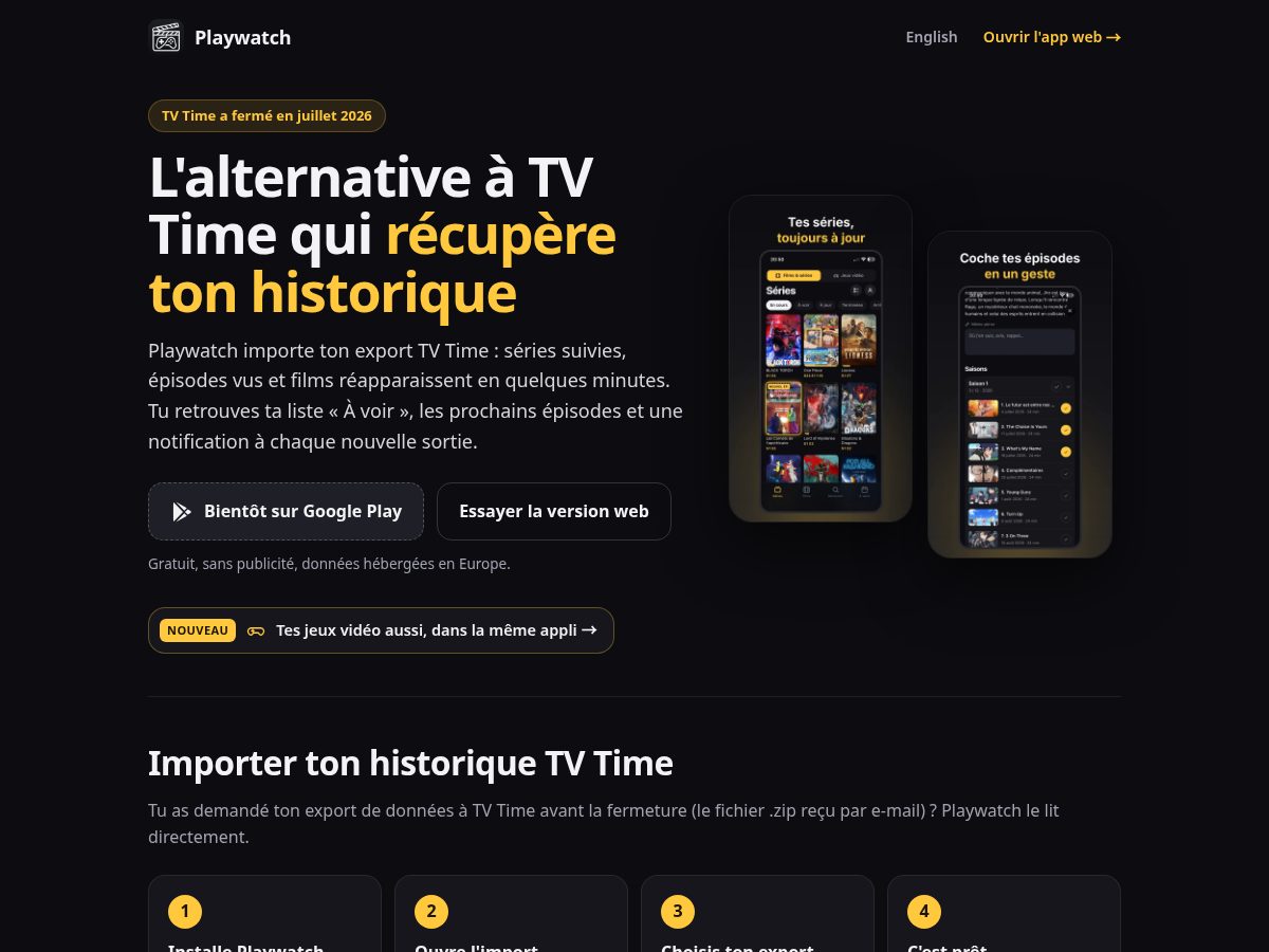 Landing-page snapshot of playwatch.app