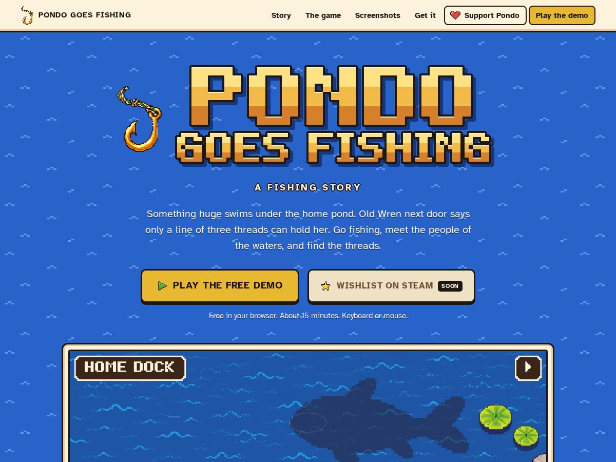 Landing-page snapshot of pondogoesfishing.com