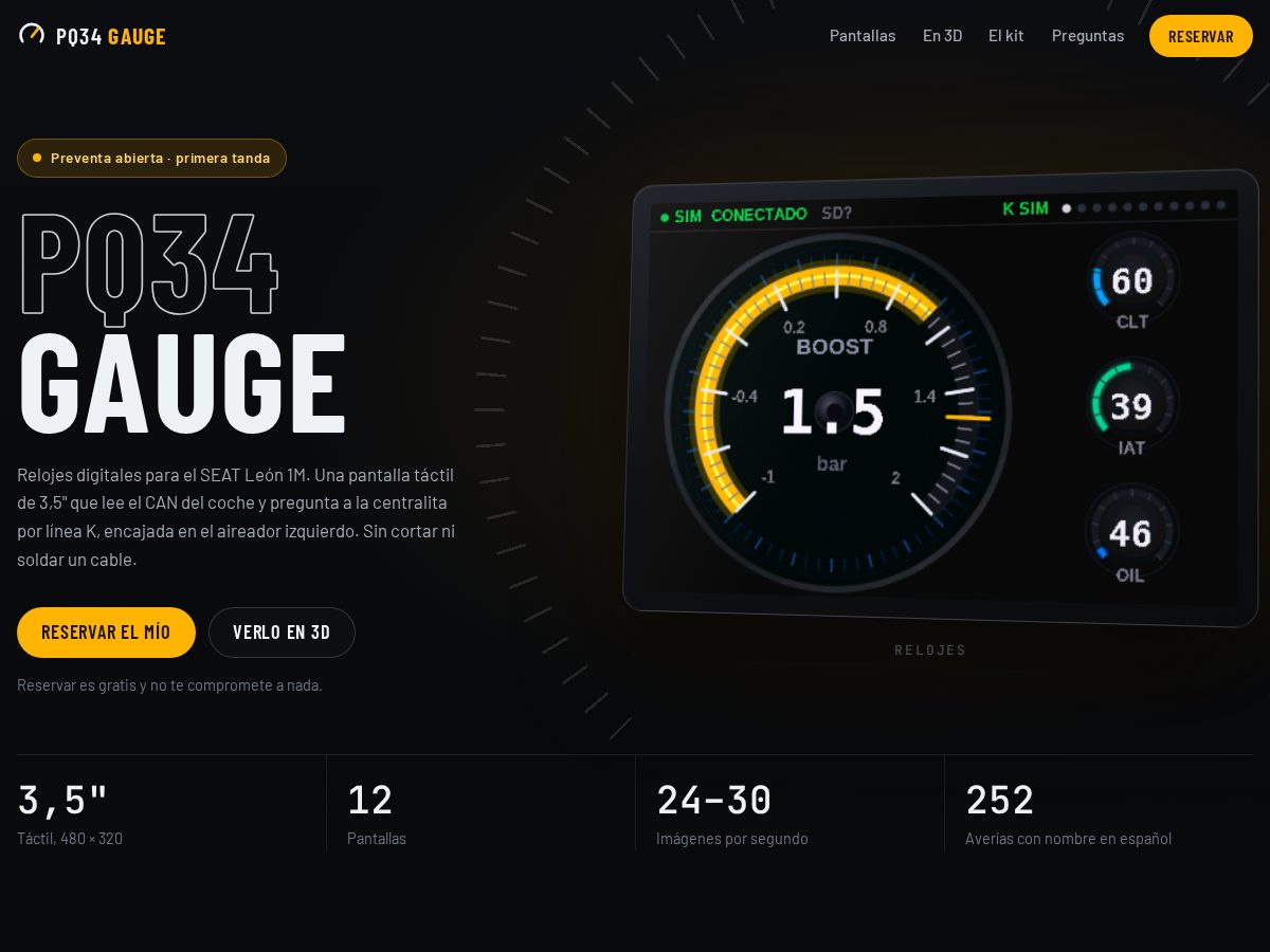 Landing-page snapshot of pq34dash.com