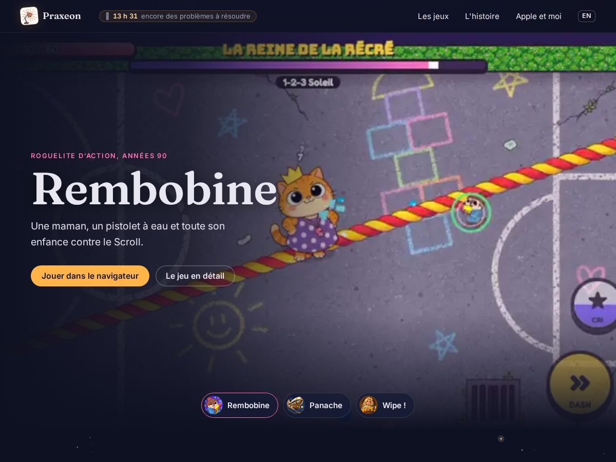 Landing-page snapshot of praxeongames.com