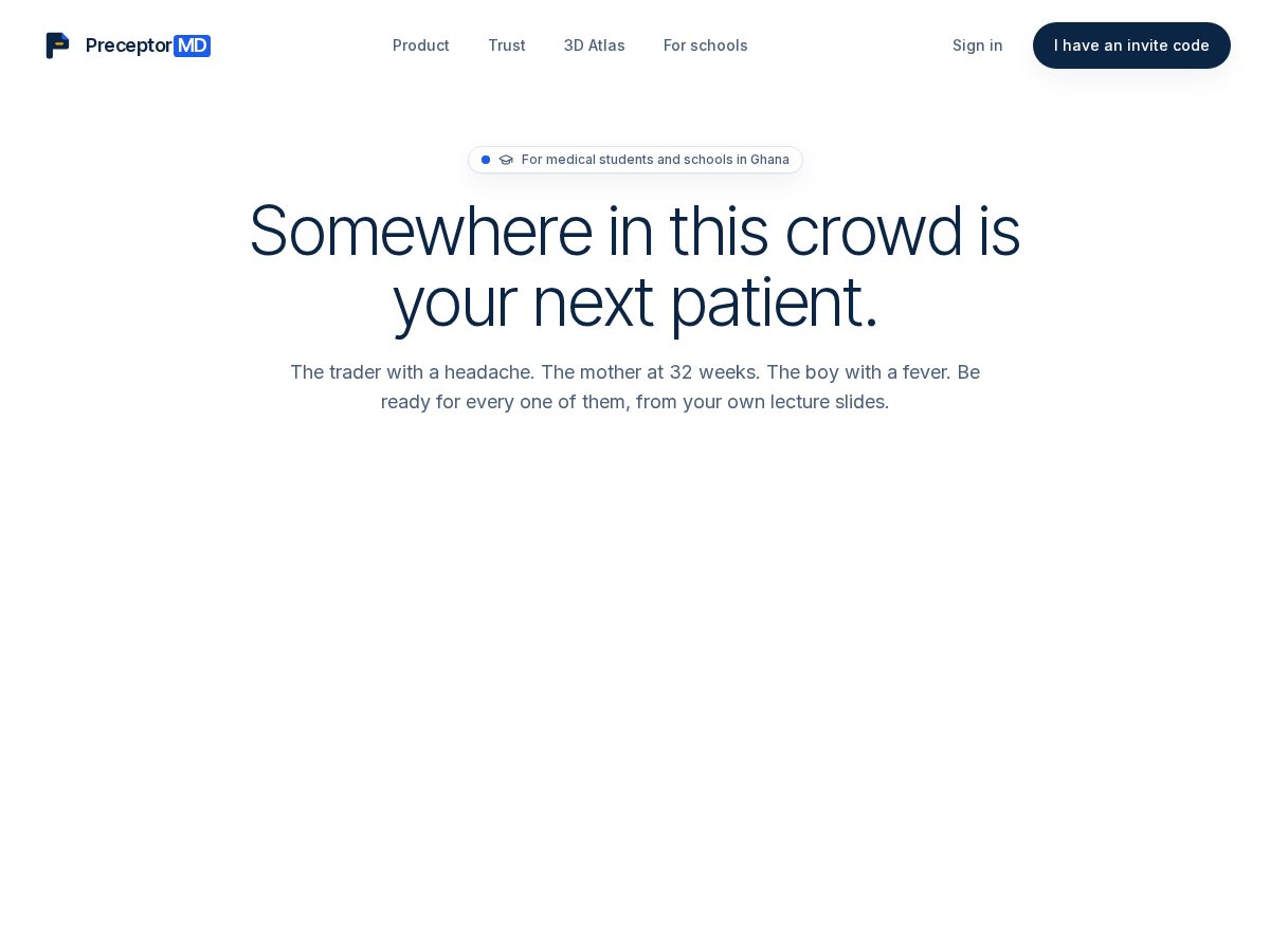 Landing-page snapshot of preceptormd.app