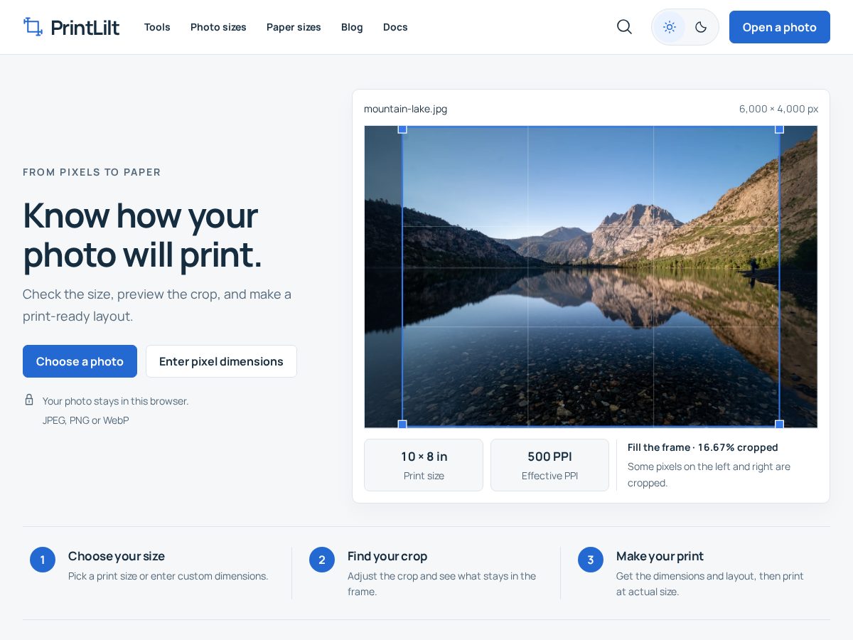 Landing-page snapshot of printlilt.site