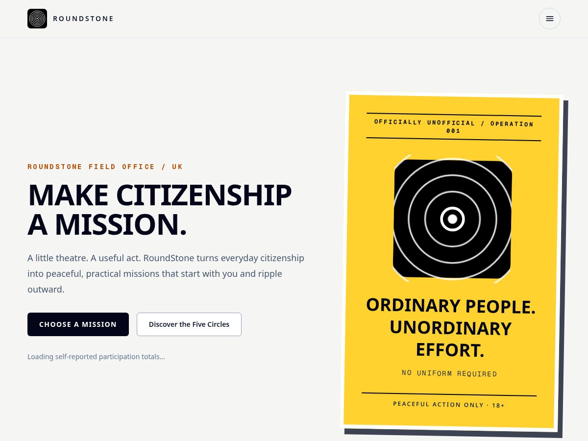 Landing-page snapshot of projectroundstone.online