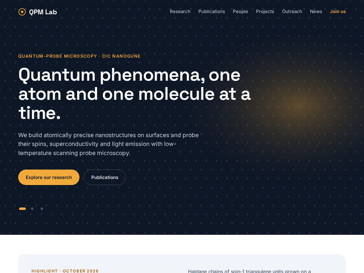 Landing-page snapshot of quantum-nano.science