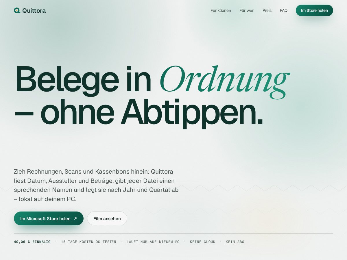 Landing-page snapshot of quittora.com