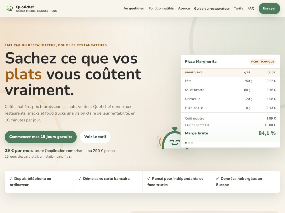 Landing-page snapshot of quotichef.app