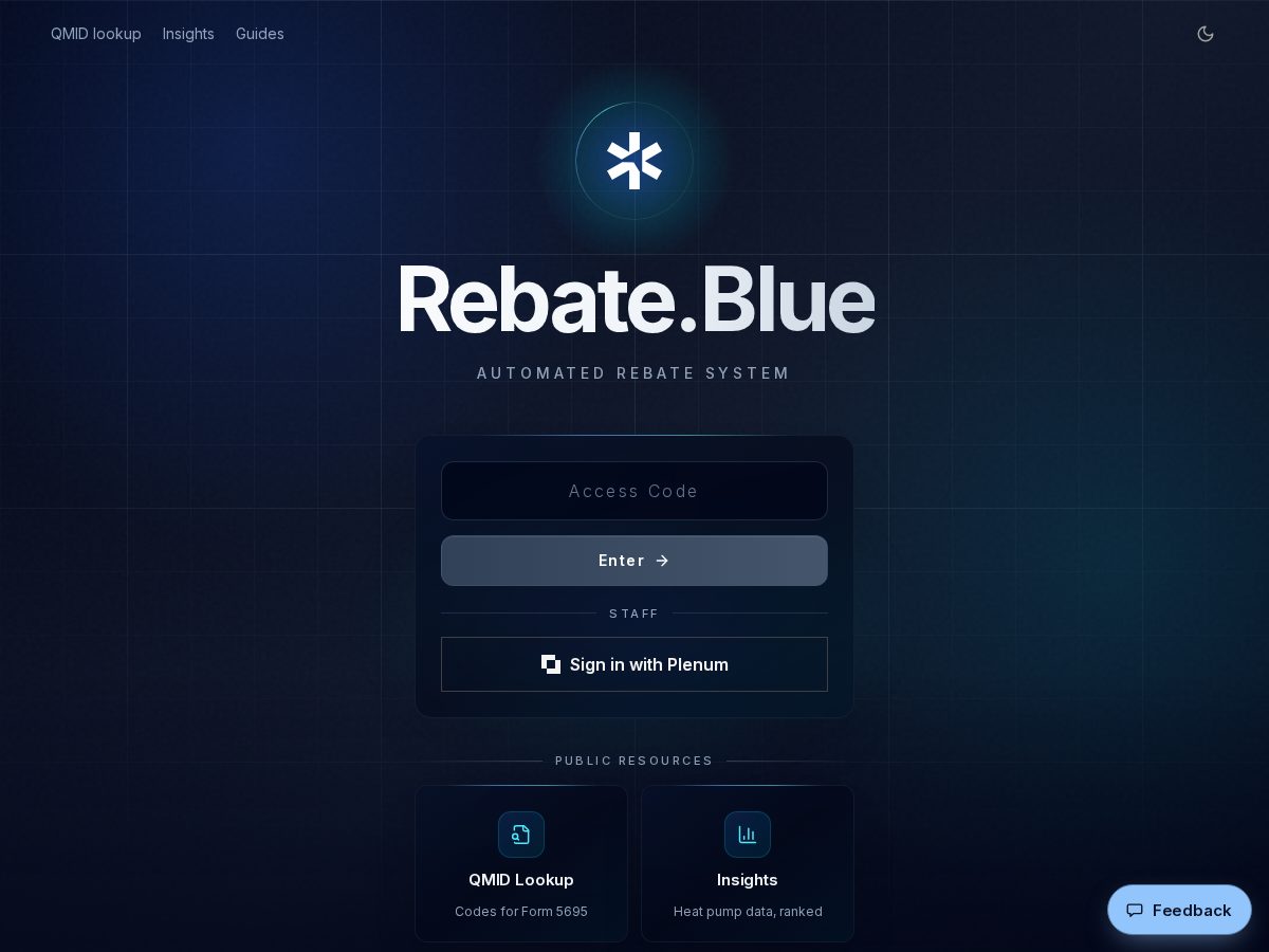 Landing-page snapshot of rebateblue.com