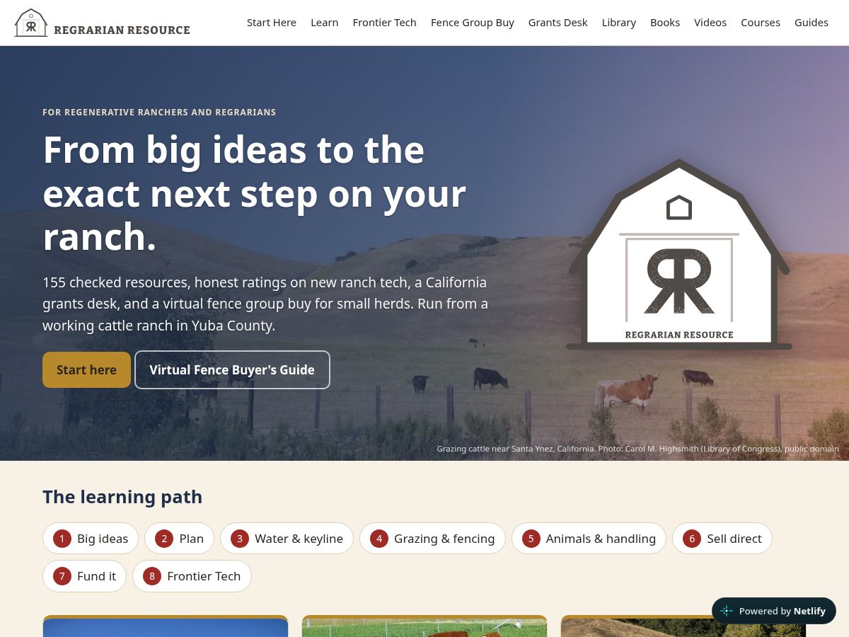 Landing-page snapshot of regrarianresource.com