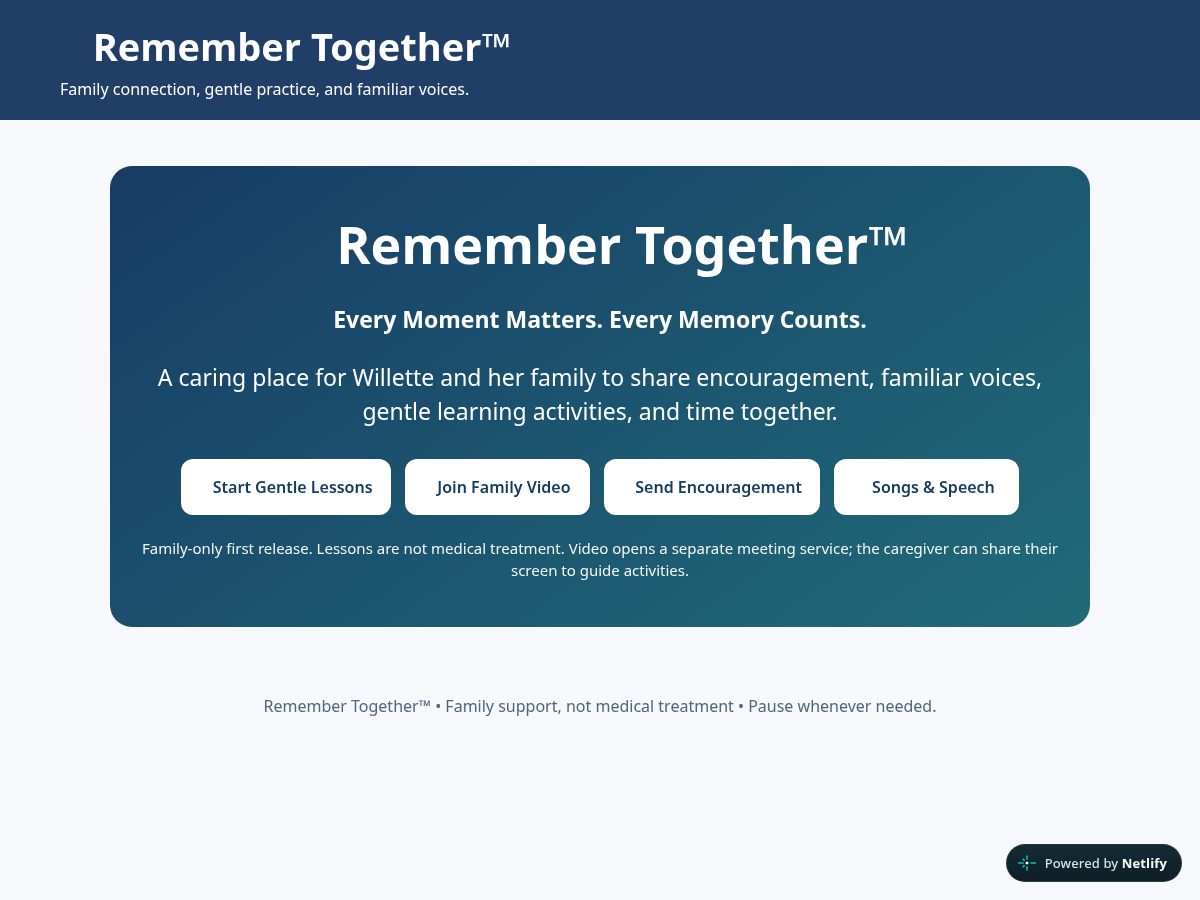 Landing-page snapshot of remember2gether.com