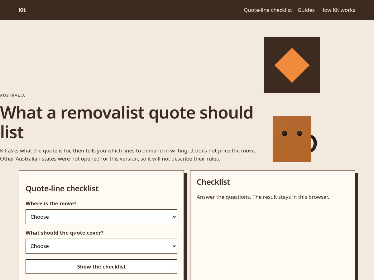 Landing-page snapshot of removalist.help