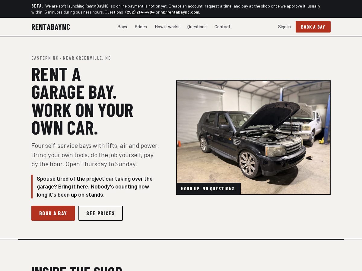 Landing-page snapshot of rentabaync.com