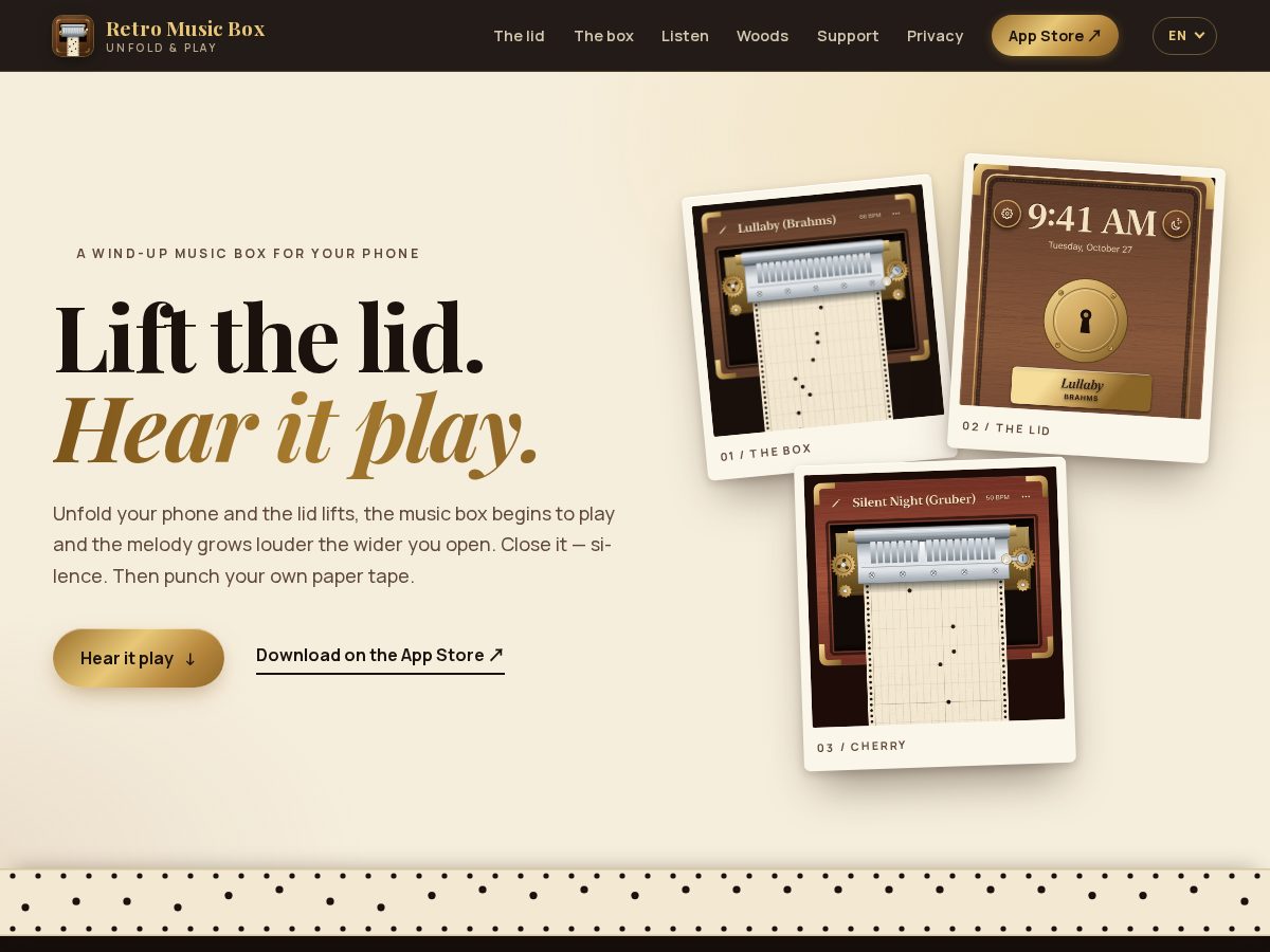 Landing-page snapshot of retromusicbox.app