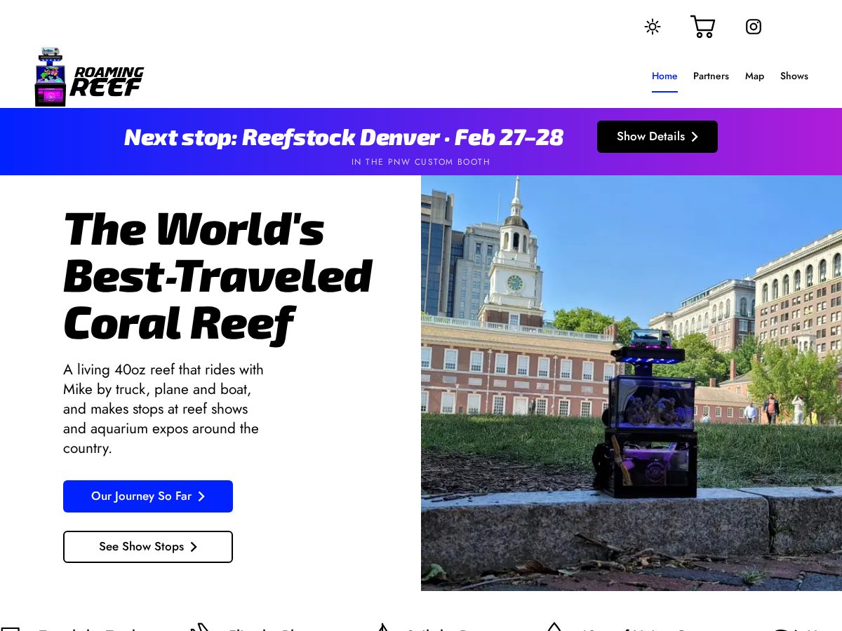 Landing-page snapshot of roamingreef.com