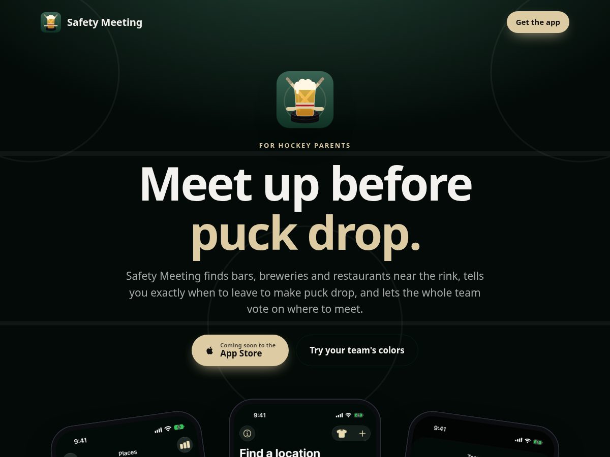 Landing-page snapshot of safetymeeting.fun
