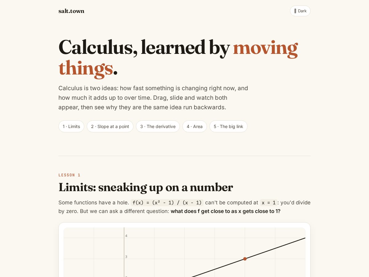 Landing-page snapshot of salt.town