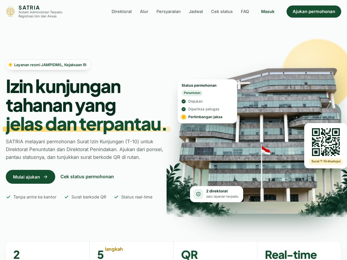 Landing-page snapshot of satria-jampidmil.com