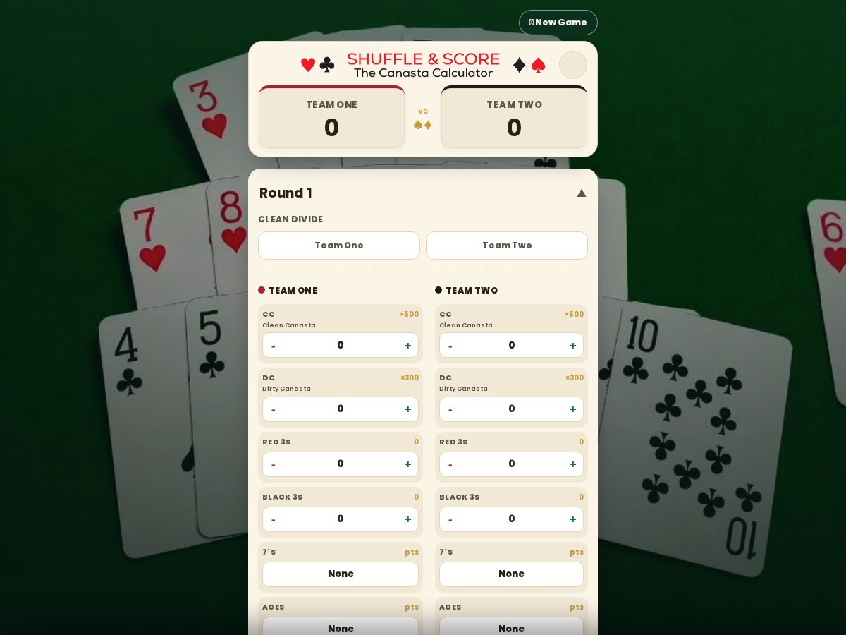 Landing-page snapshot of shufflescorecanasta.com